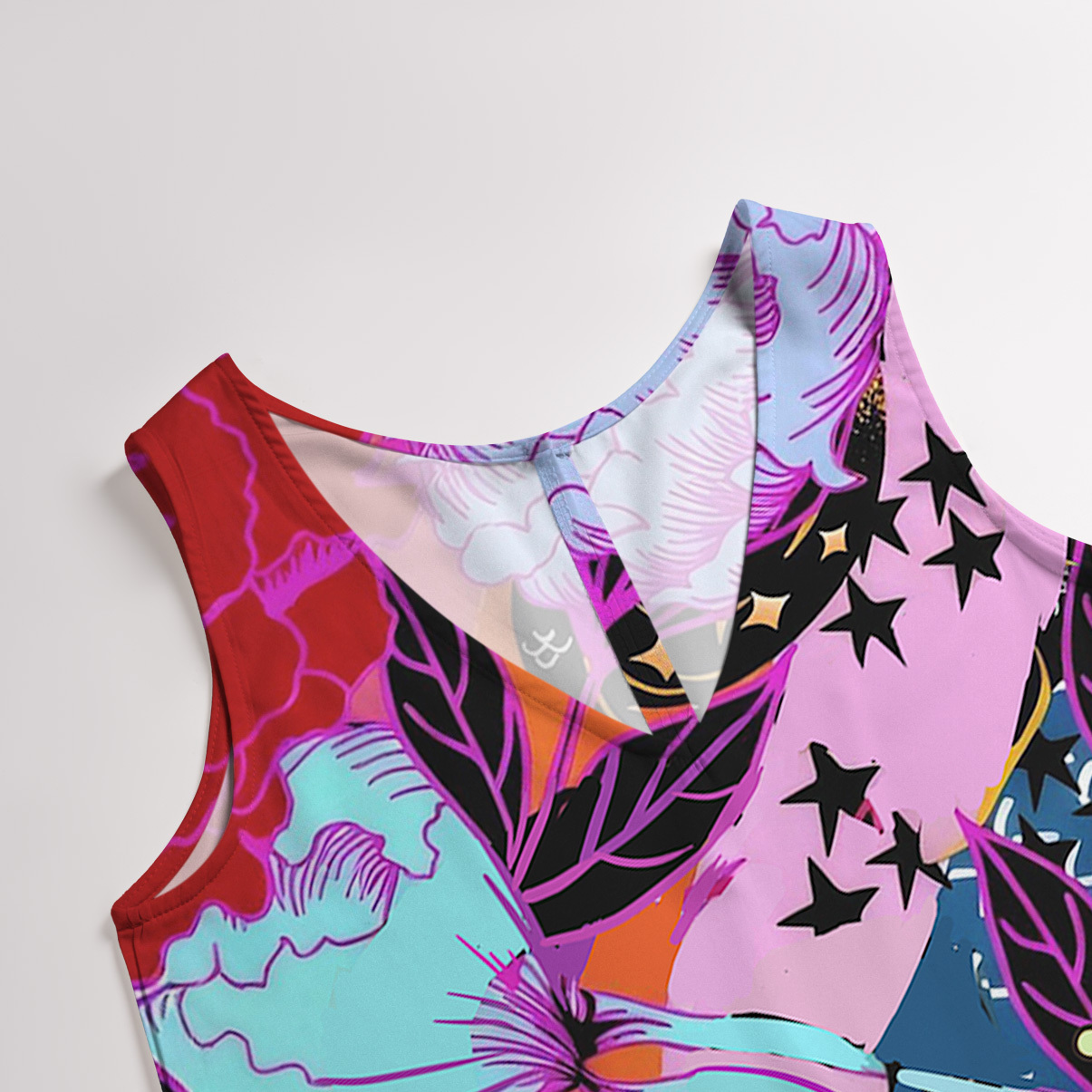 Purplehecate Enchanted Black Serpent & Floral Pattern Wide Leg Jumpsuit