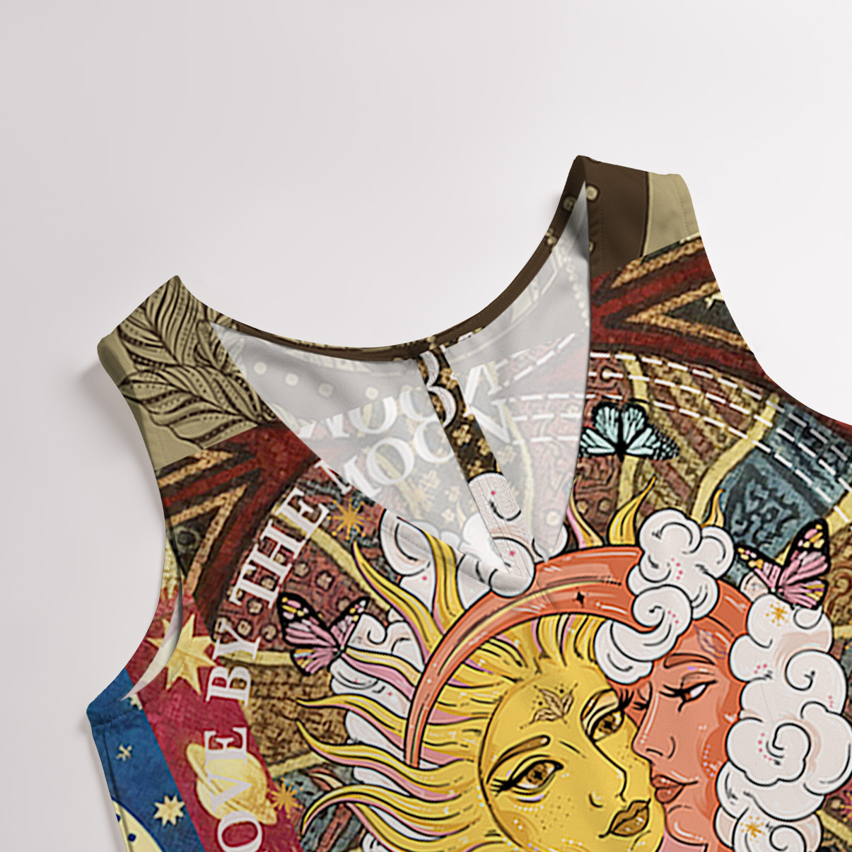 Purplehecate Starry Moon Patchwork for Cosmic Lovers Wide Leg Jumpsuit