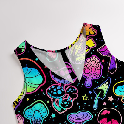 Purplehecate Psychedelic Mushroom Rave Wide Leg Jumpsuit