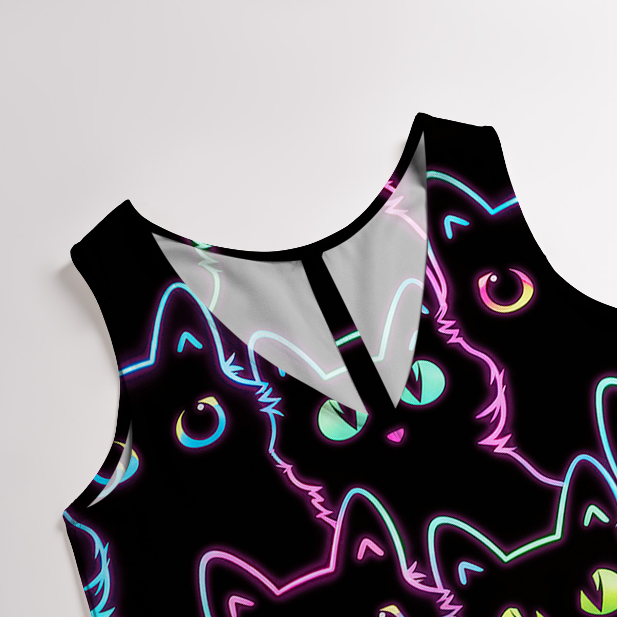 Purplehecate Neon Glow Stacked Cats Wide Leg Jumpsuit