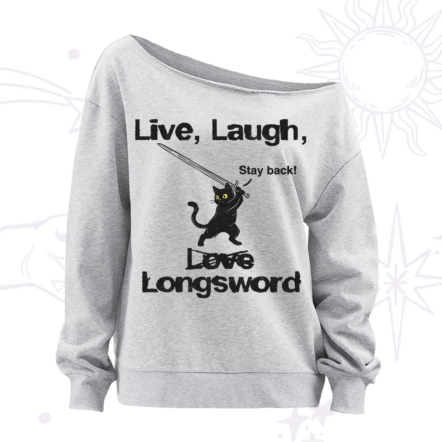 Purplehecate Live Laugh Love Longsword Off The Shoulder Sweatshirt
