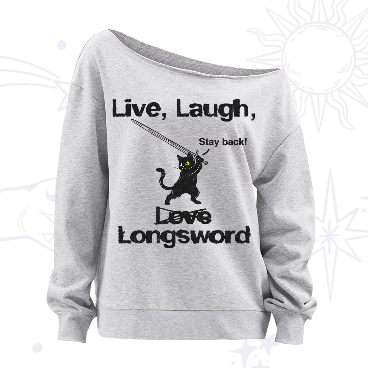Purplehecate Live Laugh Love Longsword Off The Shoulder Sweatshirt