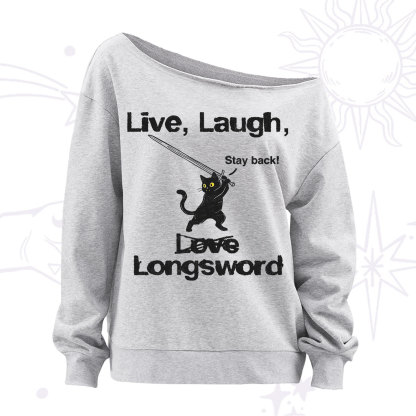 Purplehecate Live Laugh Love Longsword Off The Shoulder Sweatshirt