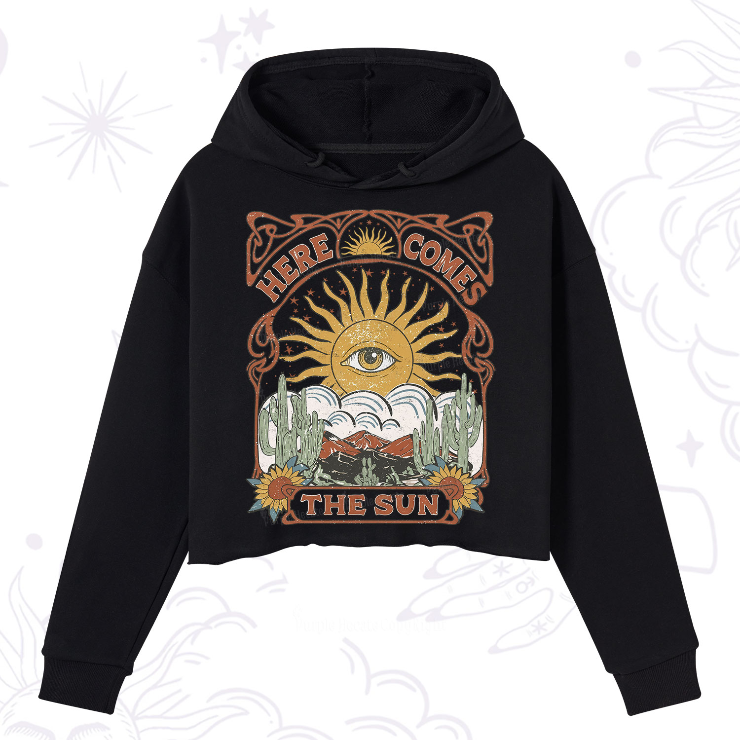 Purplehecate Here Comes The Sun Crop Hoodie