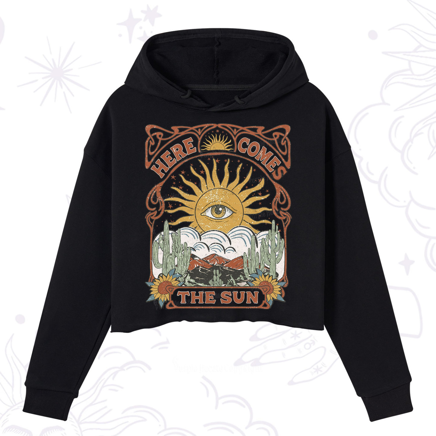 Purplehecate Here Comes The Sun Crop Hoodie