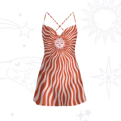 Purplehecate Radiance of the Sun Satin Cross Back Mini Dress