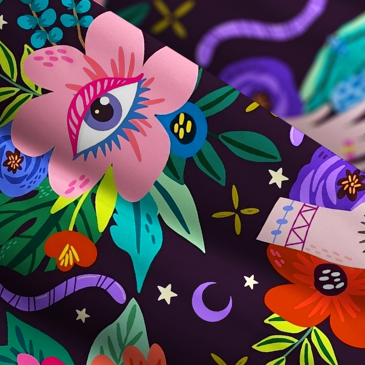 Purplehecate Eye of the Blossom Wide Straps Maxi Dress