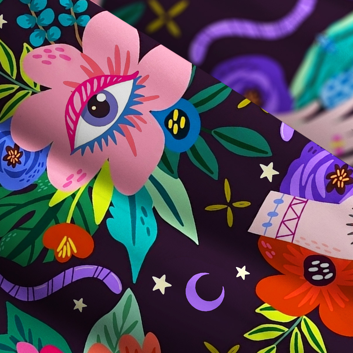 Purplehecate Eye of the Blossom Wide Straps Maxi Dress