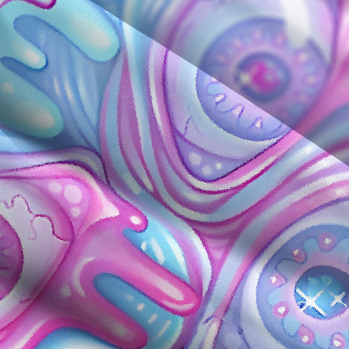 Purplehecate Pastel Flow Ocular Wide Straps Maxi Dress