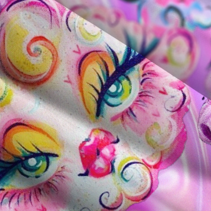 Purplehecate Dreamy Cloud Faces Wide Straps Maxi Dress