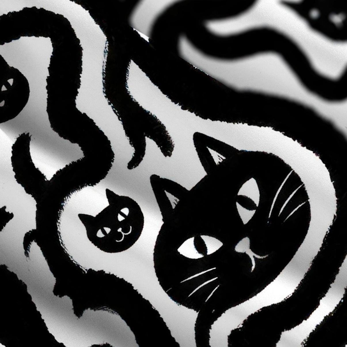 Purplehecate Whimsical Abstract Cat Wide Straps Maxi Dress