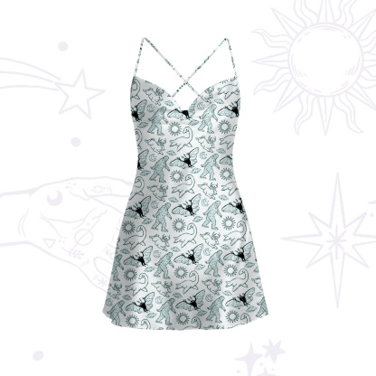 Purplehecate Cryptid Satin Cross Back Mini Dress