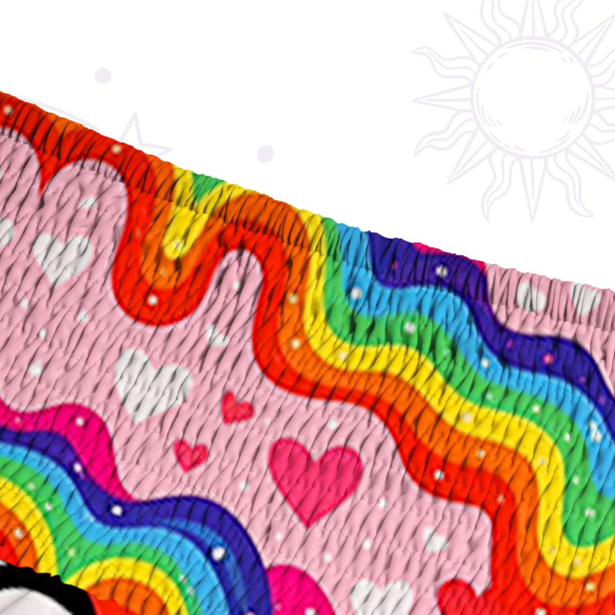 Purplehecate Groovy Melty Rainbow Hearts Wavy Convertible Maxi Skirt