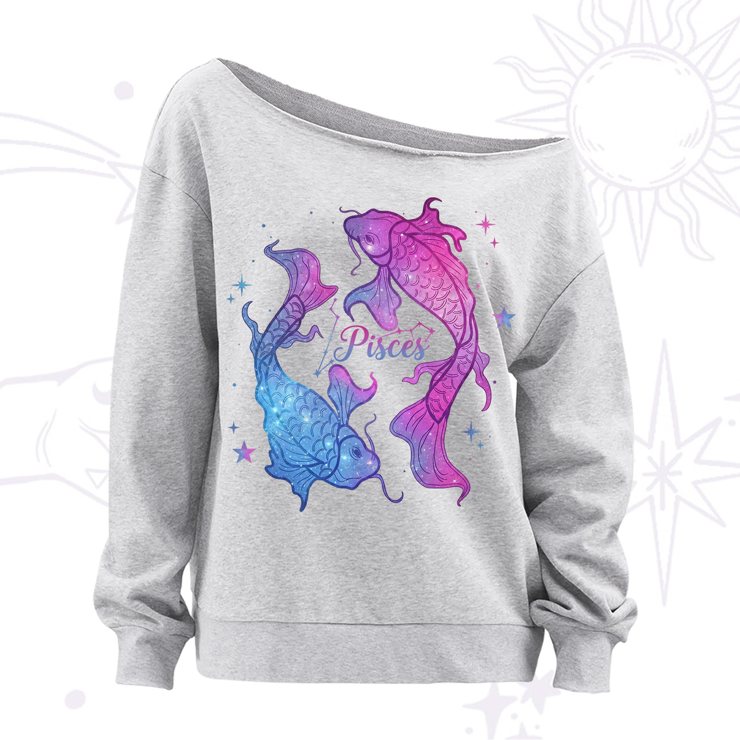 Purplehecate Pisces Zodiac Off The Shoulder Sweatshirt