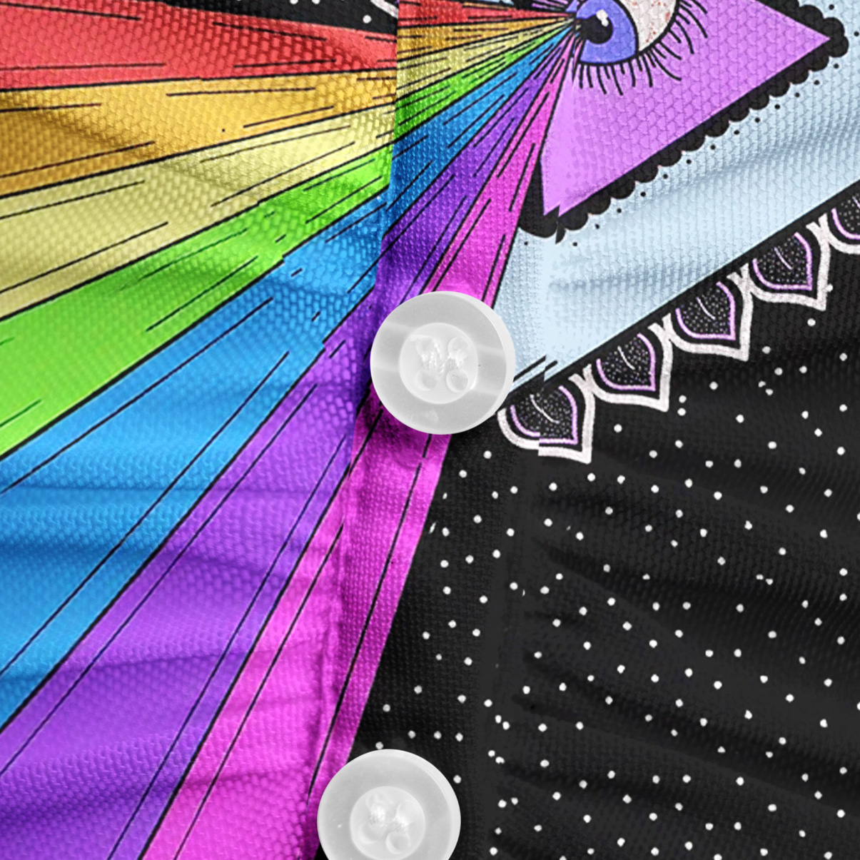 Purplehecate Prism of Rainbow Wavy Mesh Button Up Shirt