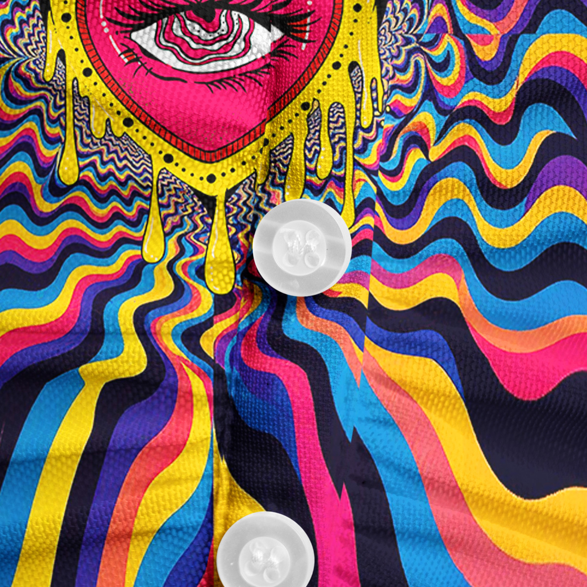 Purplehecate Trippy Heart Flame Mesh Button Up Shirt