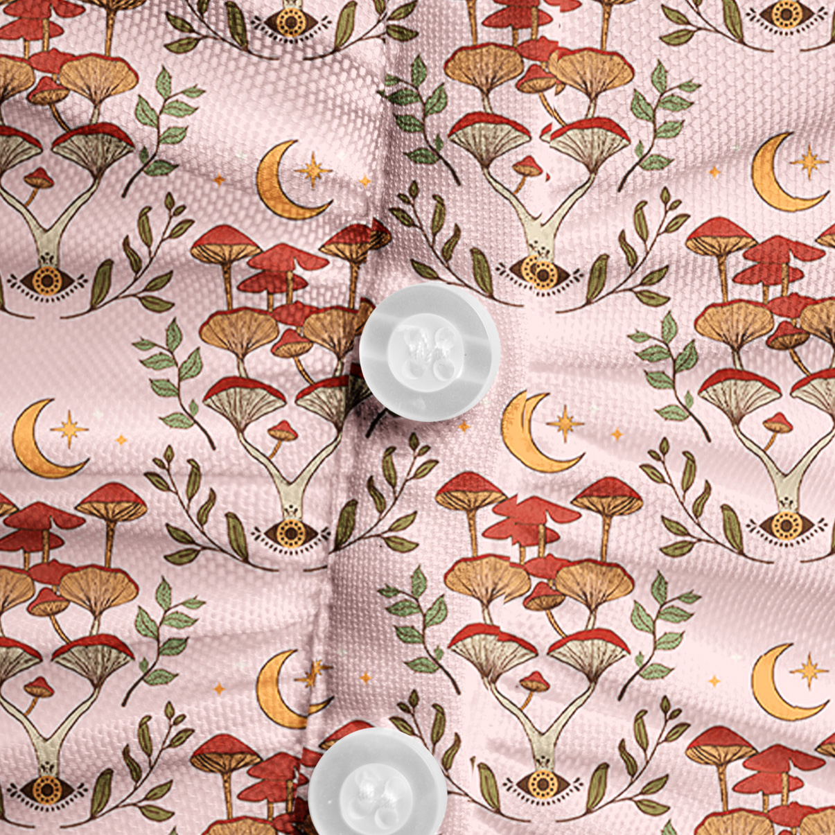 Purplehecate Psychedelic Mushrooms Mesh Button Up Top