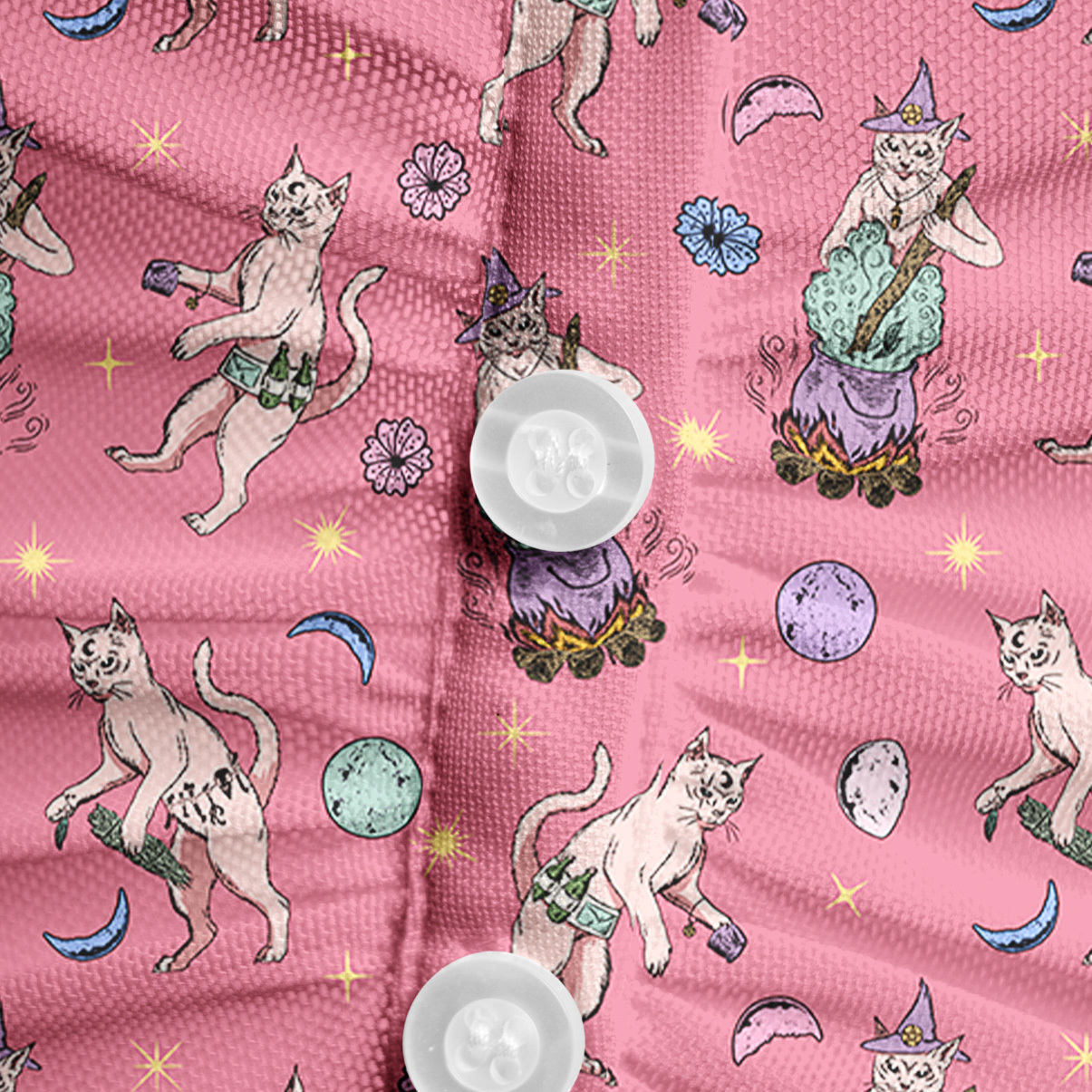 Purplehecate Cat Coven Mesh Button Up Top