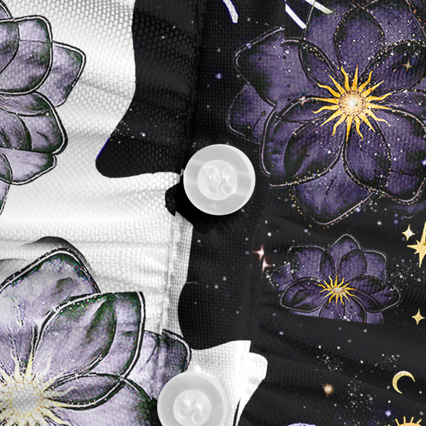 Purplehecate Starlit Cats & Butterflies Mesh Button Up Shirt