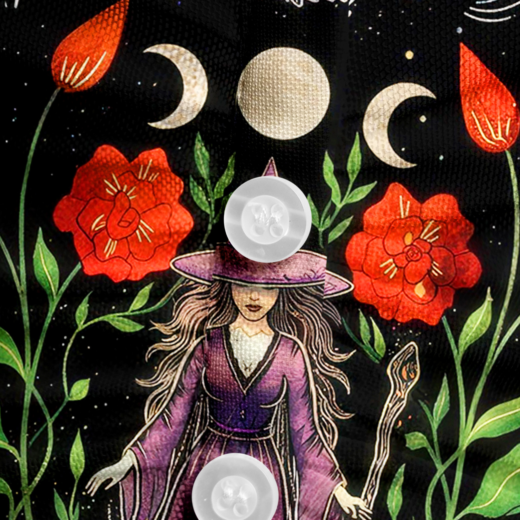 Purplehecate Moon Witch Garden Mesh Button Up Shirt