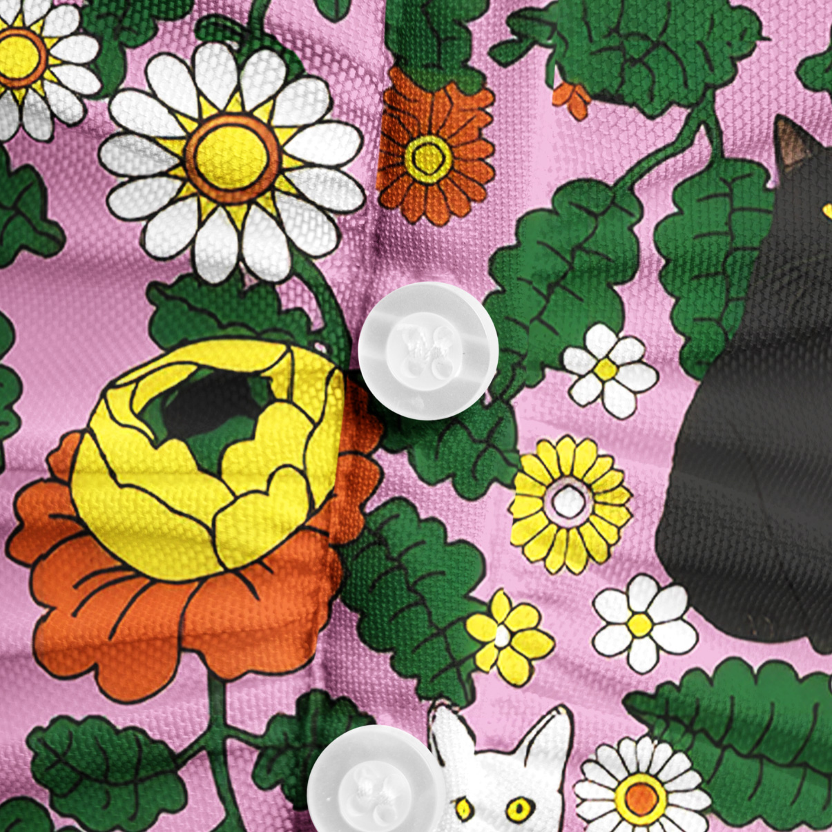 Purplehecate Daisy Cat  Garden Mesh Button Up Top