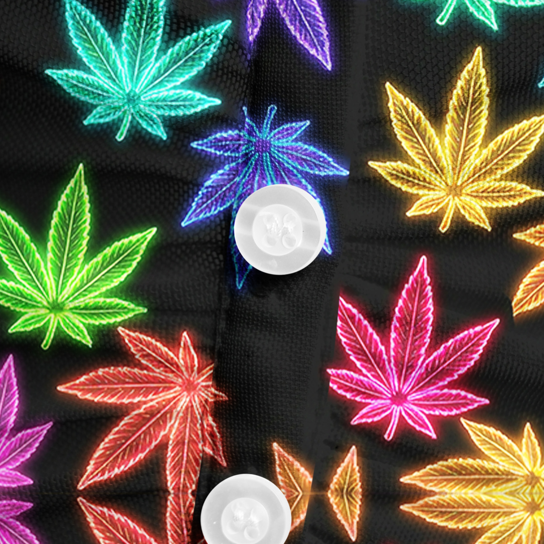 Purplehecate Trippy Weed Mesh Button Up Shirt