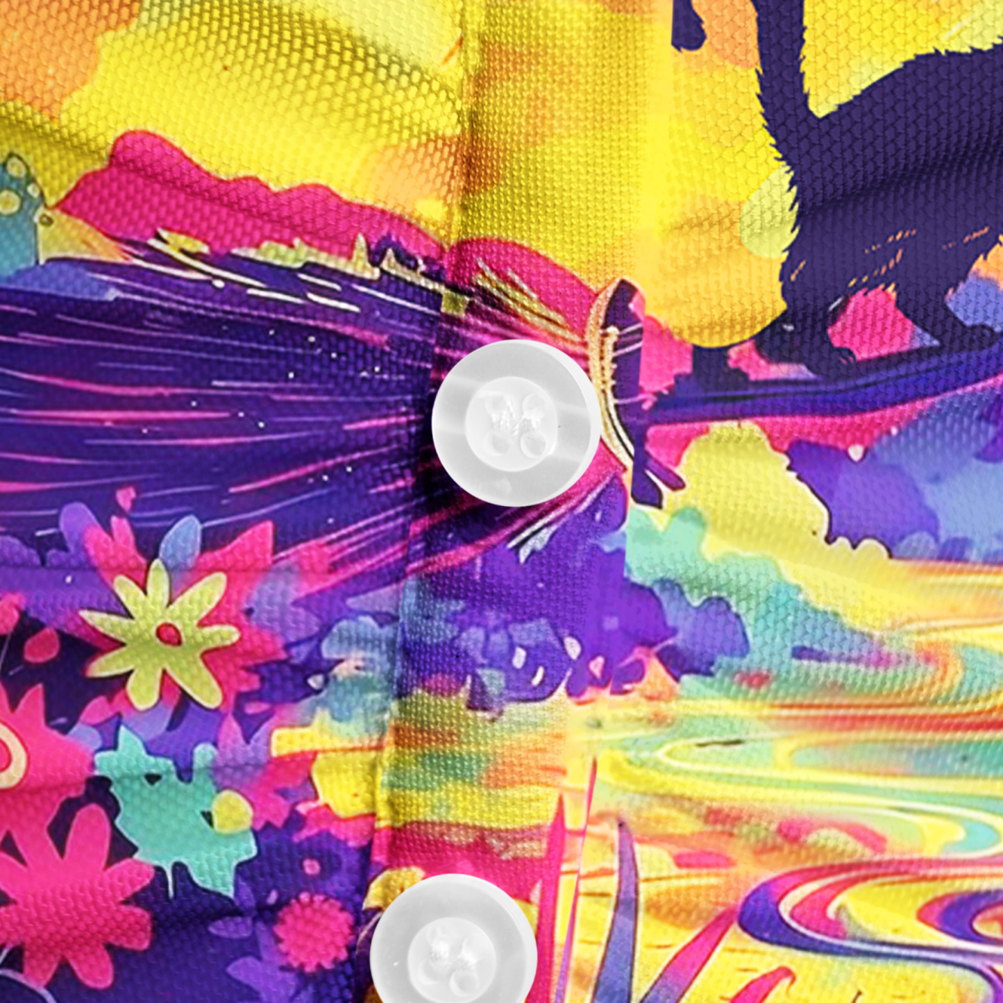 Purplehecate Midnight Cosmic Cat Fantasy Mesh Button Up Shirt