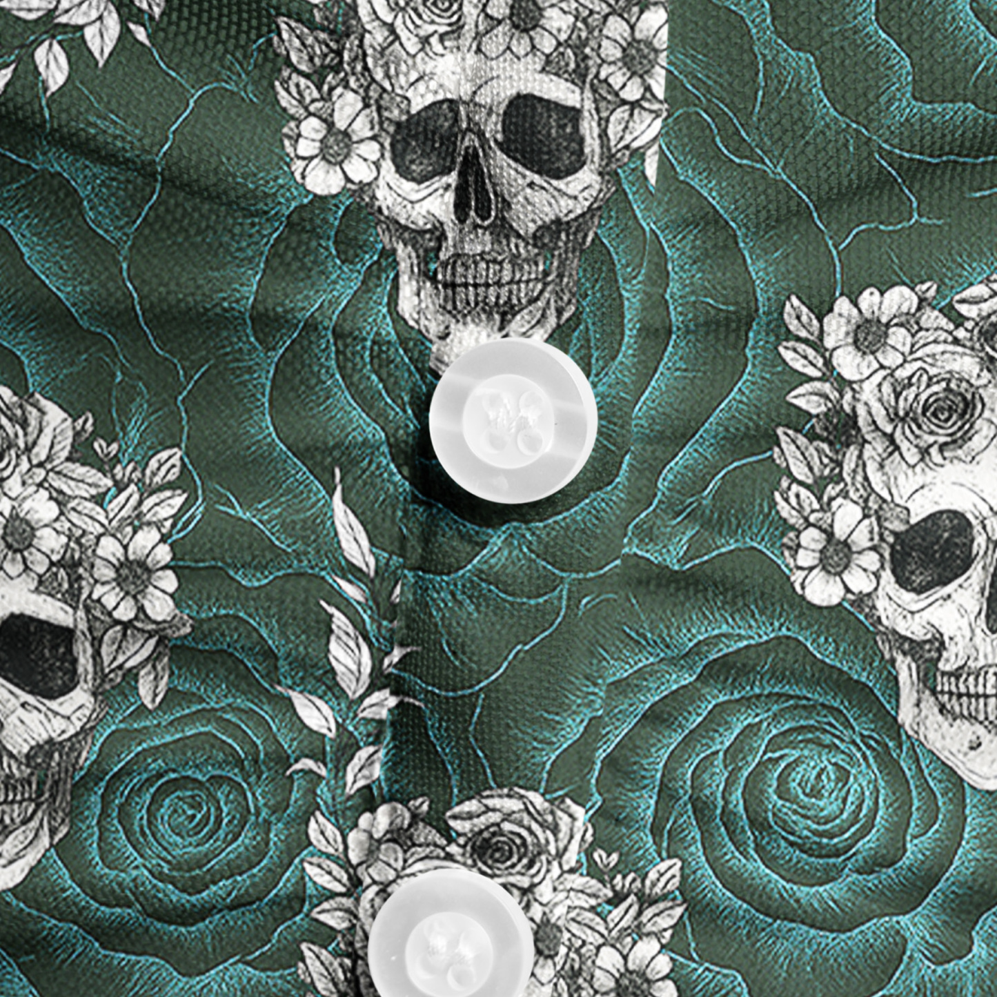 Purplehecate Rose Skull Mesh Button Up Top