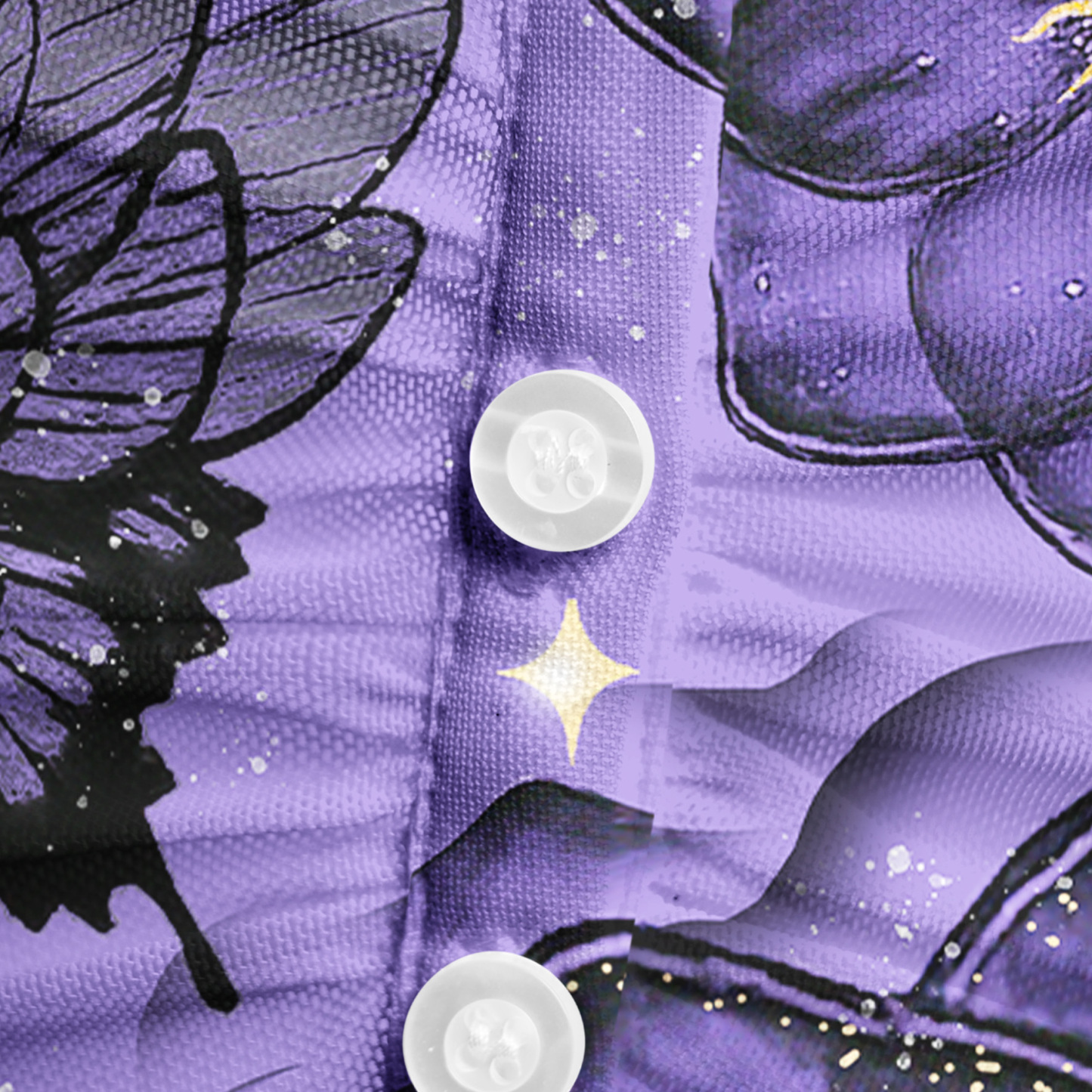 Purplehecate Moonlit Petals and Wings Mesh Button Up Shirt