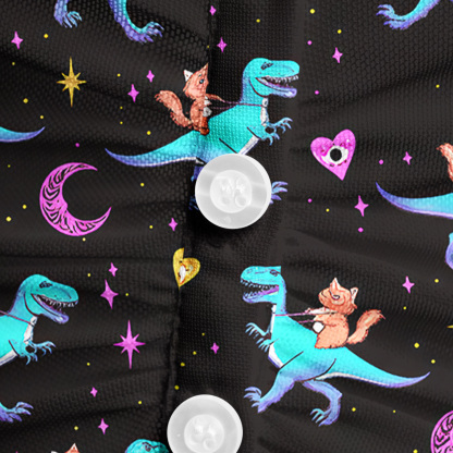 Purplehecate Witch Cat Rides the Dino Mesh Button Up Shirt