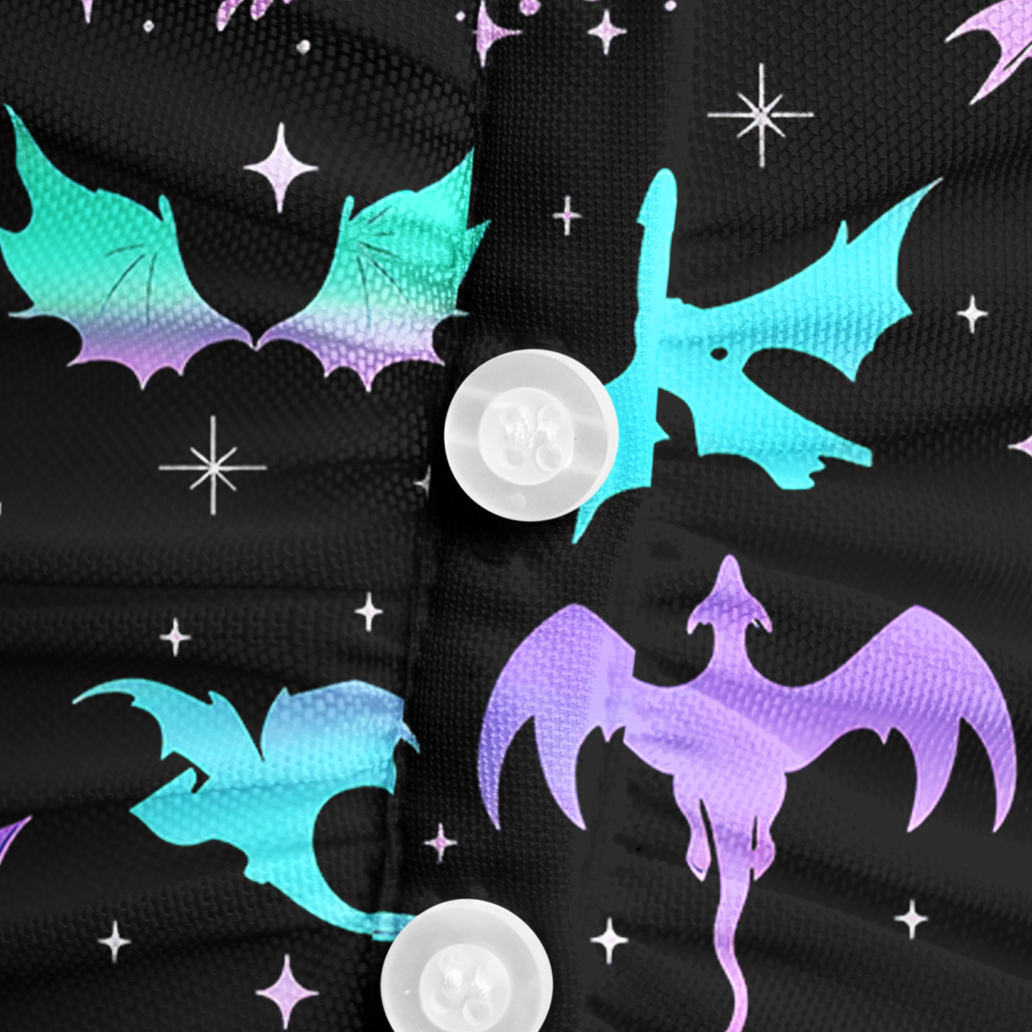 Purplehecate Neon Fantasy Dragon Allover Mesh Button Up Shirt