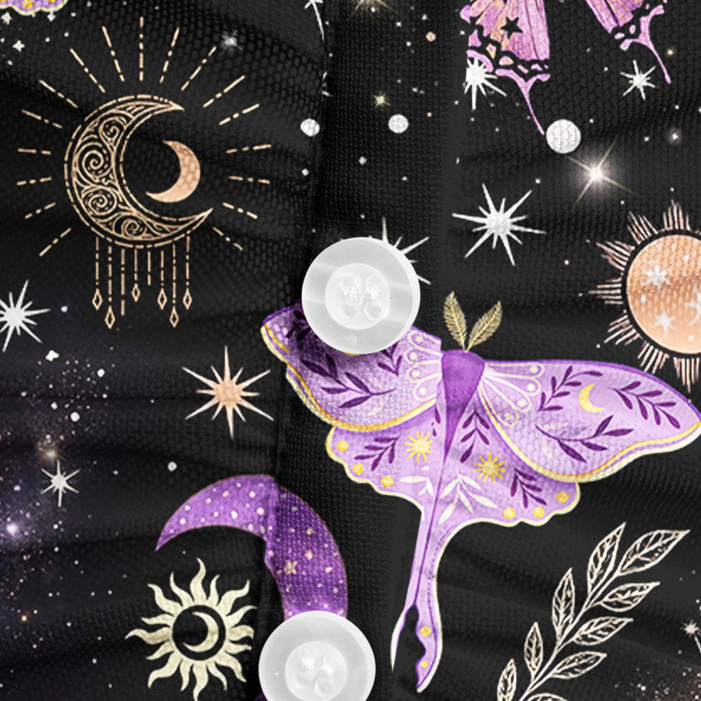 Purplehecate Starry Night Lunar Moth Mesh Button Up Shirt