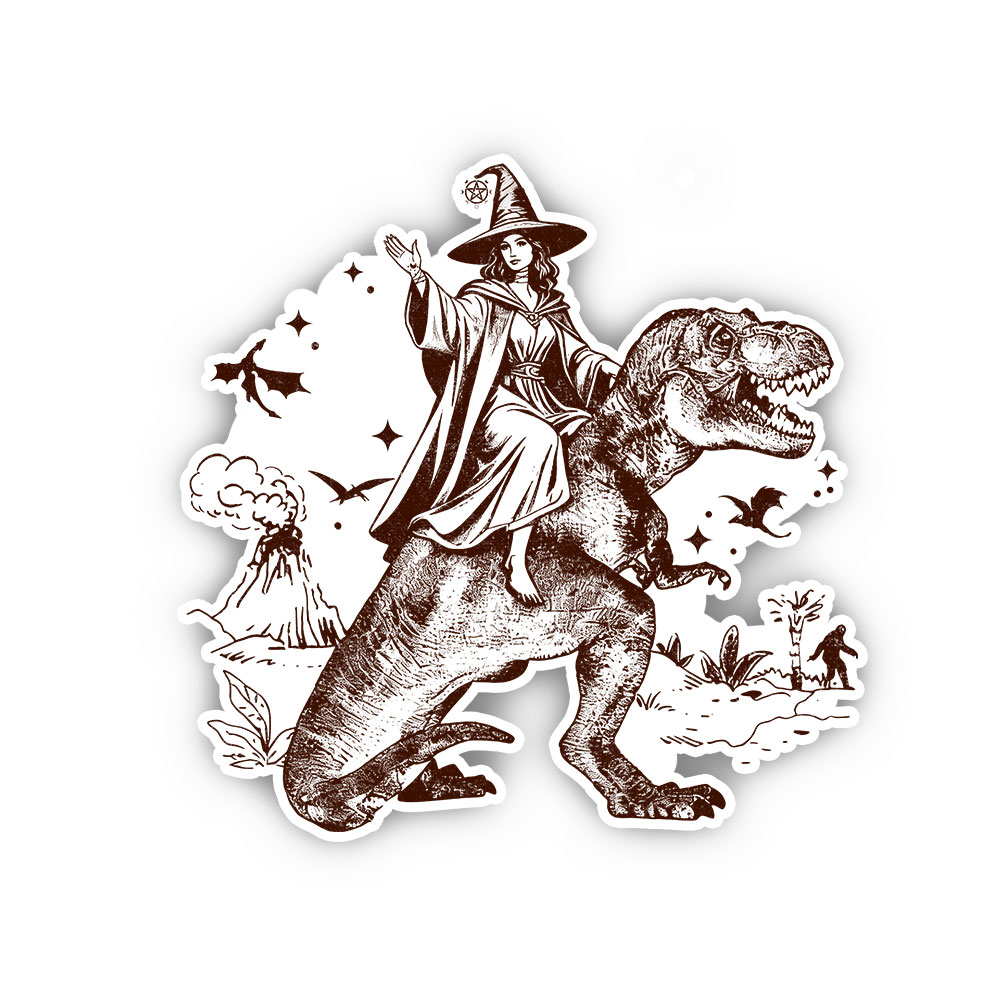 Purplehecate Witch Riding Dino Sticker