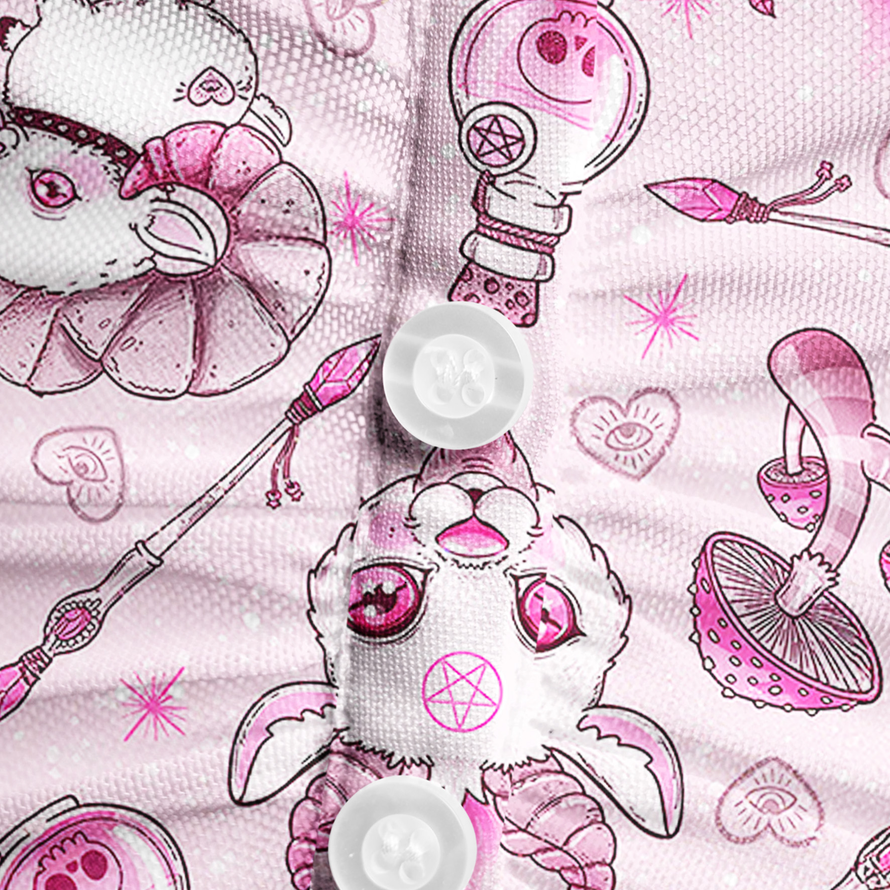 Purplehecate Pastel Occult Goat Mesh Button Up Shirt