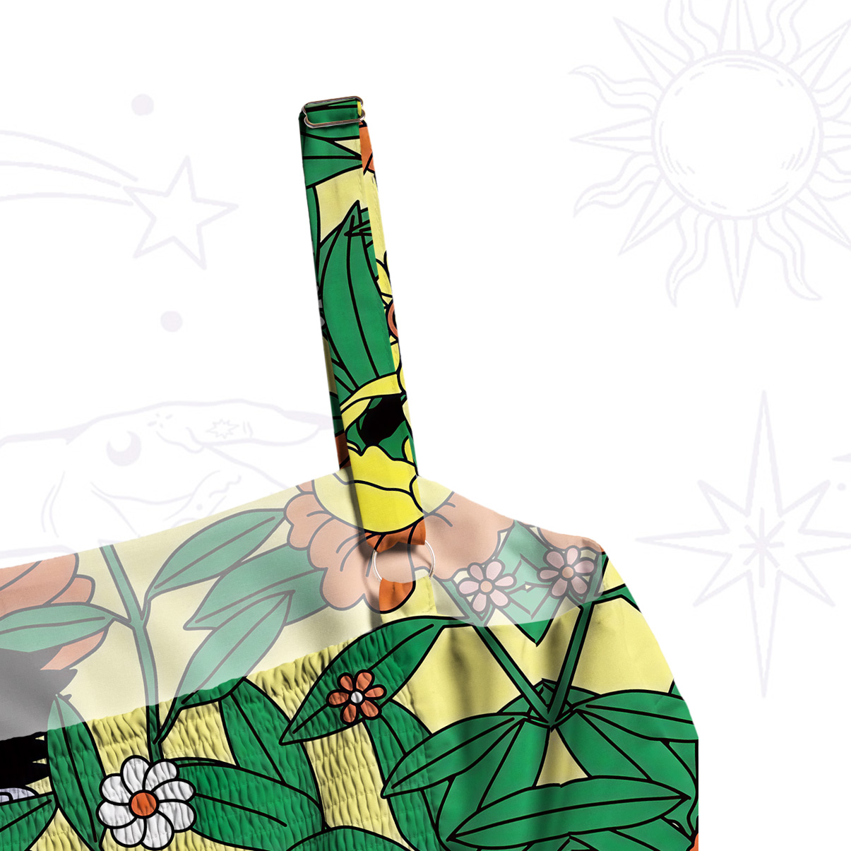 Purplehecate Daisy Hen Garden Wide Straps Maxi Dress