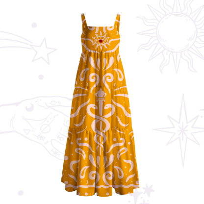 Purplehecate Mystic Serpent Staff Strappy Wide Straps Maxi Dress