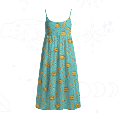 Purplehecate Magic of Sun and Moon Spaghetti Strap Midi Dress