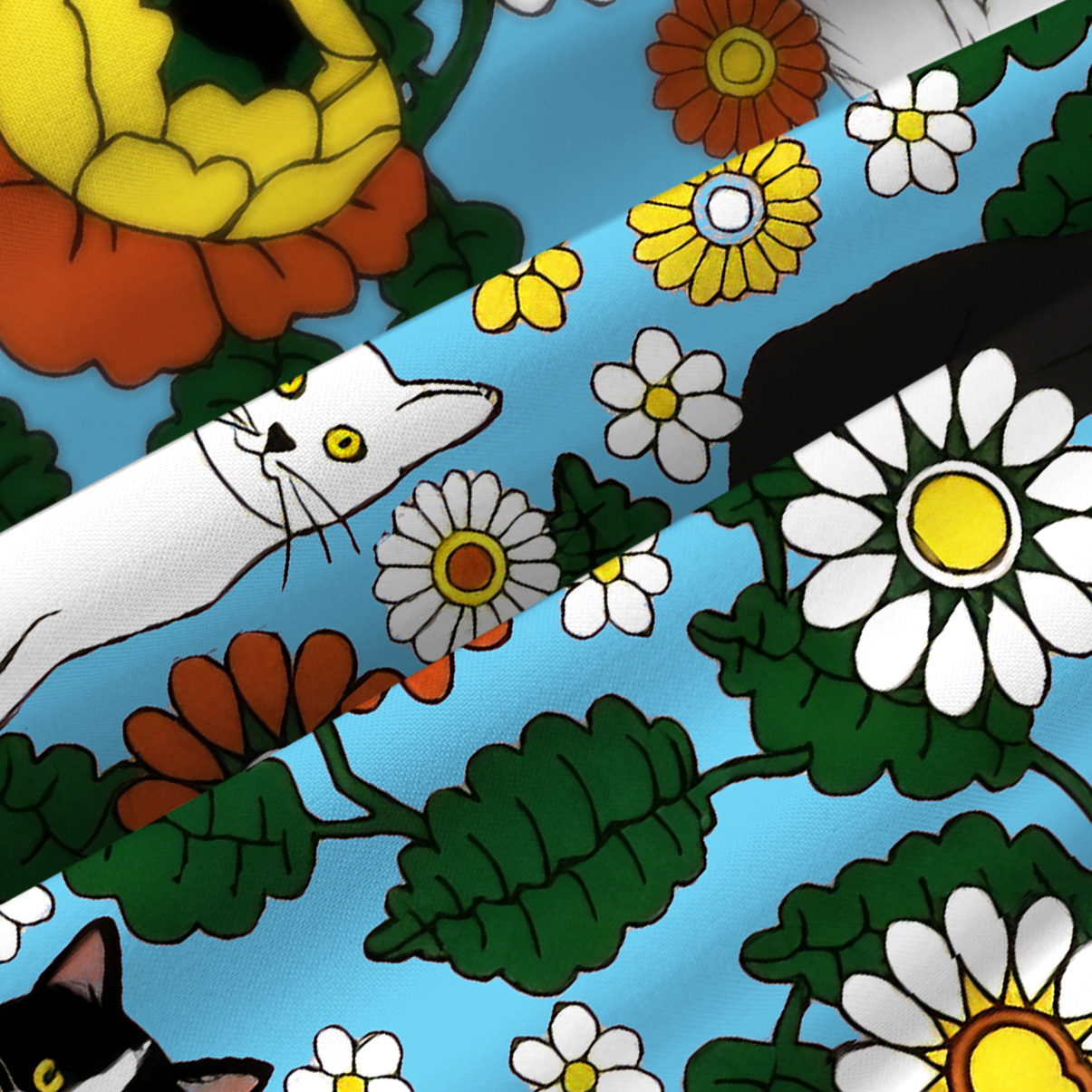 Purplehecate Daisy Cat? Garden Spaghetti Strap Midi Dress