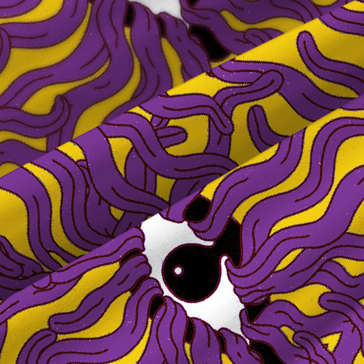 Purplehecate Psychedelic Wave Eyes Spaghetti Strap Midi Dress