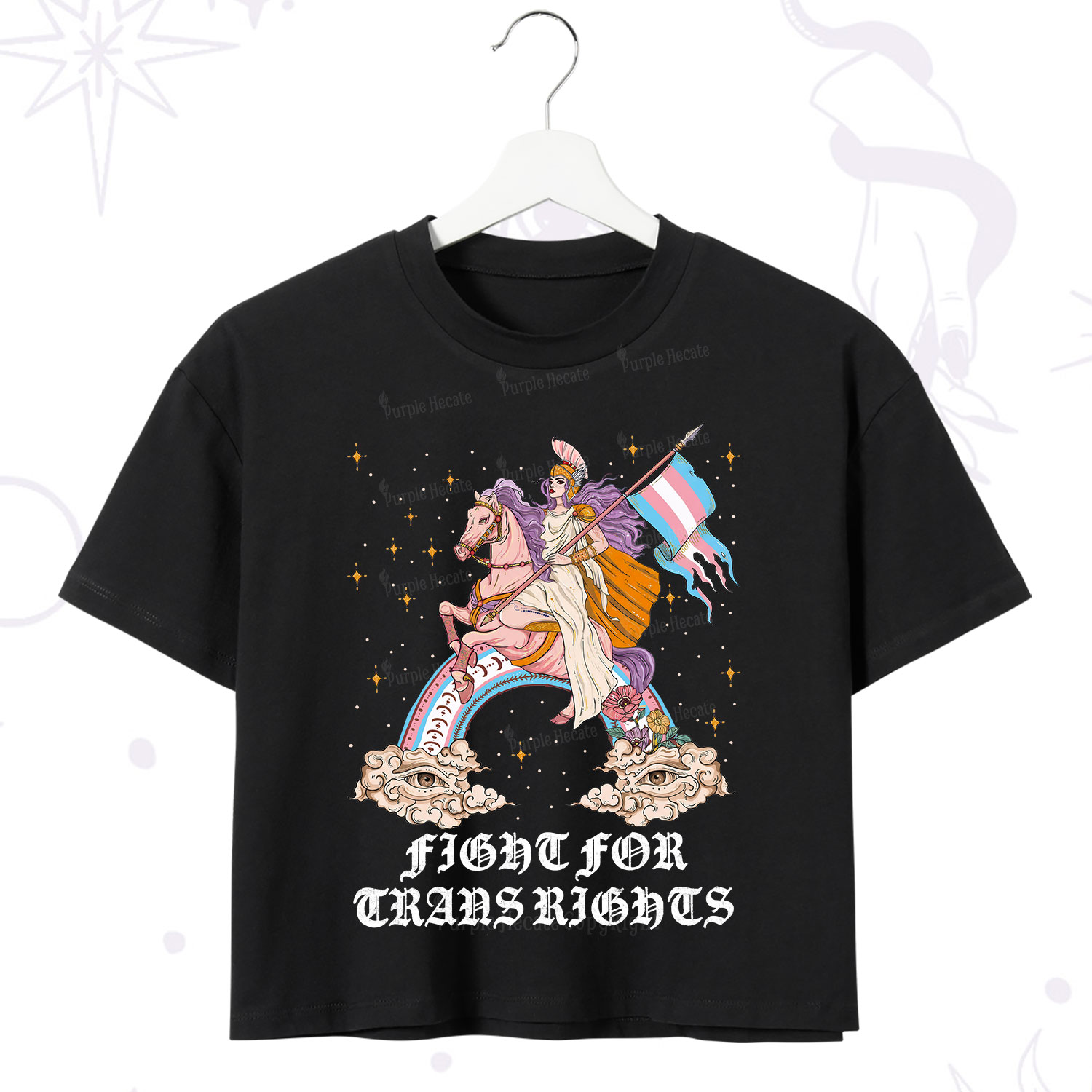 Purplehecate Fight for Trans Rights Knight Crop T-Shirt