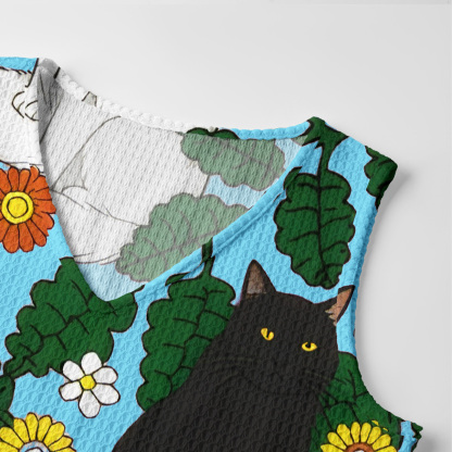 Purplehecate Daisy Cat  Garden Crochet Knit Maxi Dress