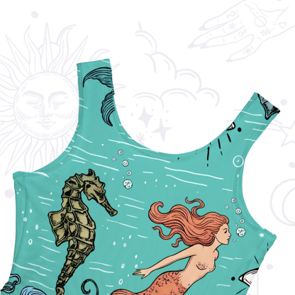Purplehecate Mermaid Magic Mesh Maxi Tank Beach Dress