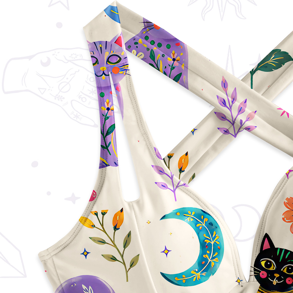 Purplehecate Rainbow Magic Cats One-Piece Swimsuit