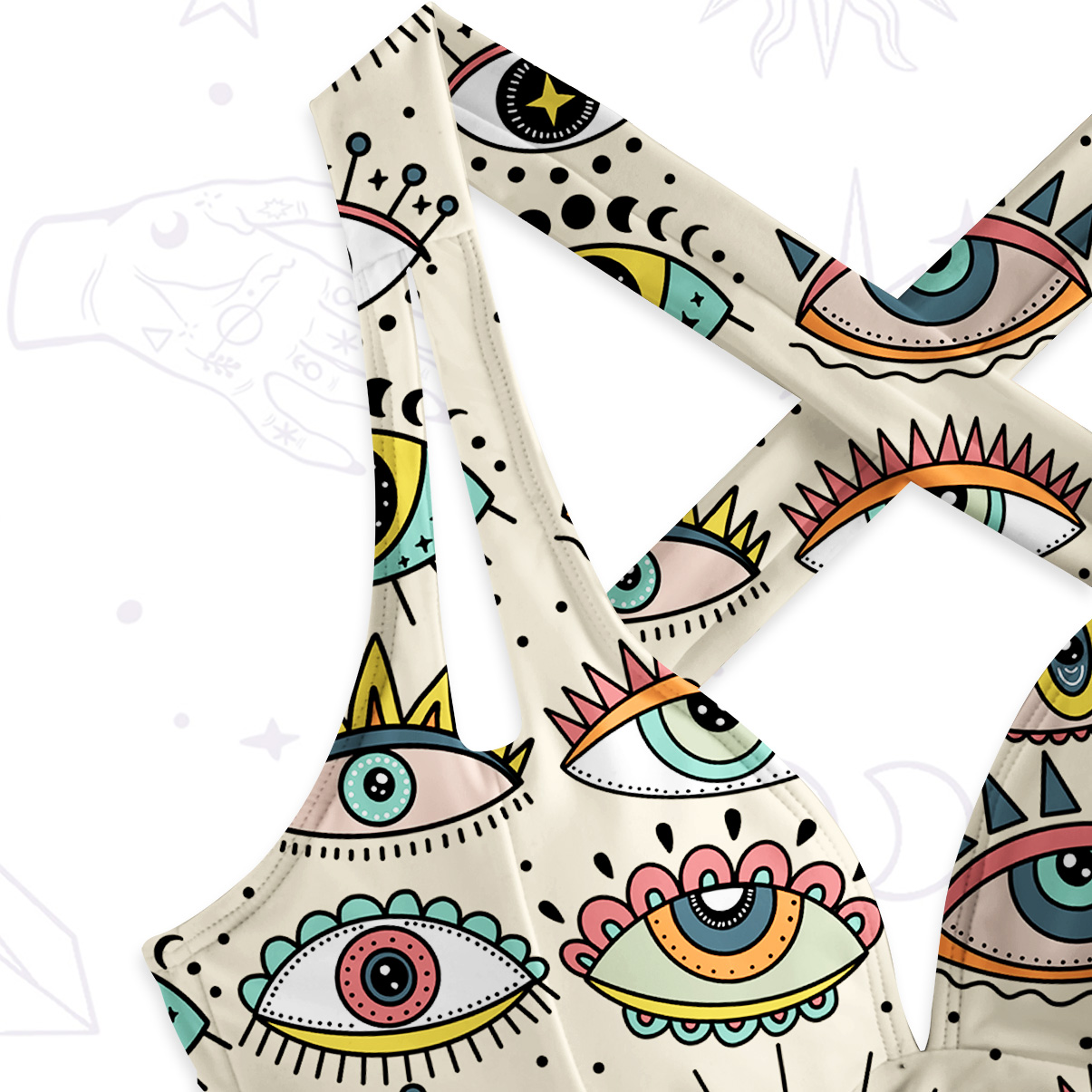 Purplehecate Evil Eye Pattern One-Piece Swimsuit