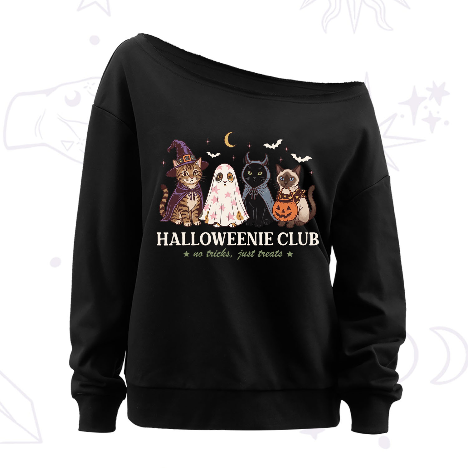 Purplehecate Halloweenie Club Off The Shoulder Sweatshirt