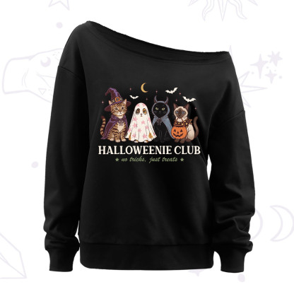 Purplehecate Halloweenie Club Off The Shoulder Sweatshirt