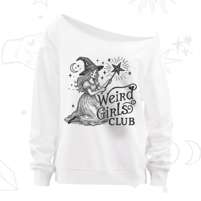 Purplehecate Weird Girls Club Off The Shoulder Sweatshirt