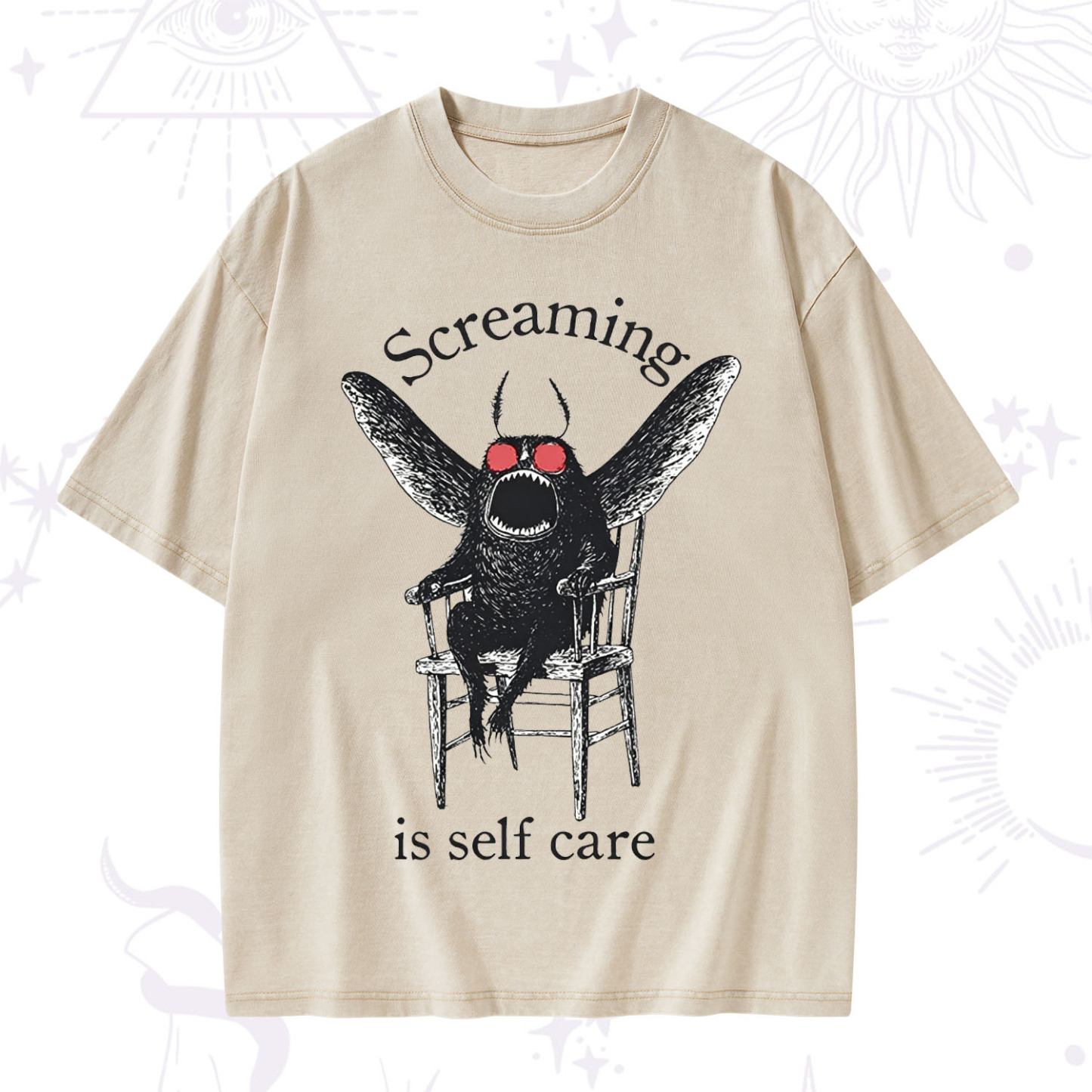 Purplehecate Mothman Screaming Washed T-Shirt