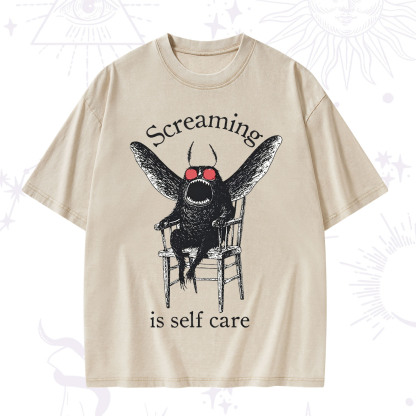 Purplehecate Mothman Screaming Washed T-Shirt