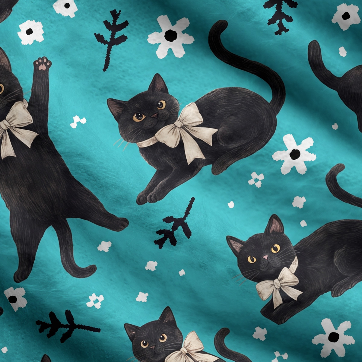 Purplehecate Lucky Black Cats Meadow Ugly Cardigan Sweaters